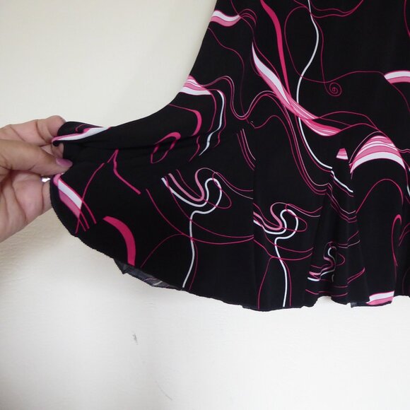 Fun Flirty Black with Pink/White Swirl Skirt by Susan Lawrence - Picture 2 of 4